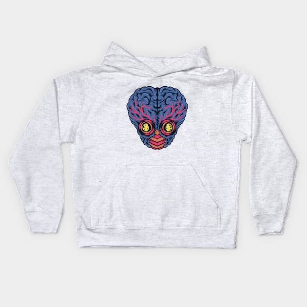 Big Brain Alien Kids Hoodie by haloakuadit